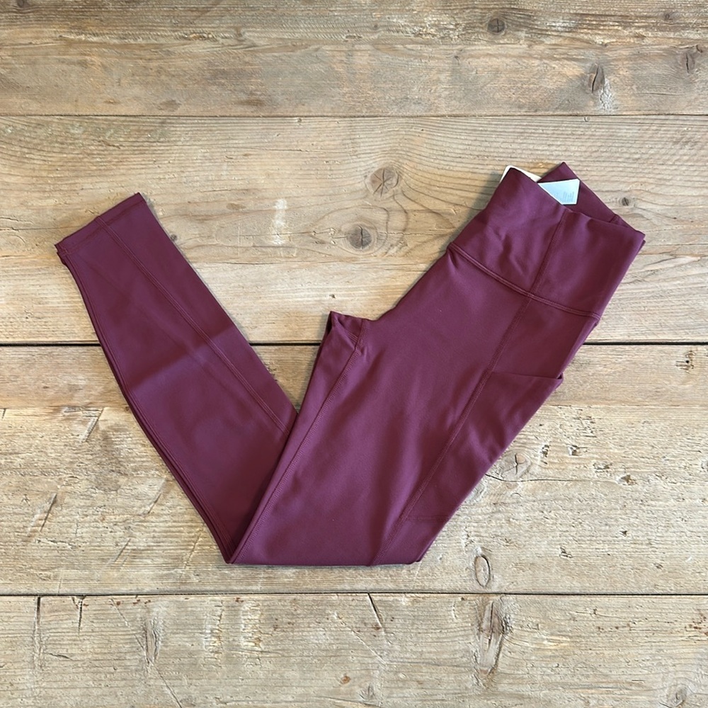 NWT- Fabletics PureLuxe HW Pocket Full length Leggings -MERLOT (27” inseam) - Picture 2 of 11